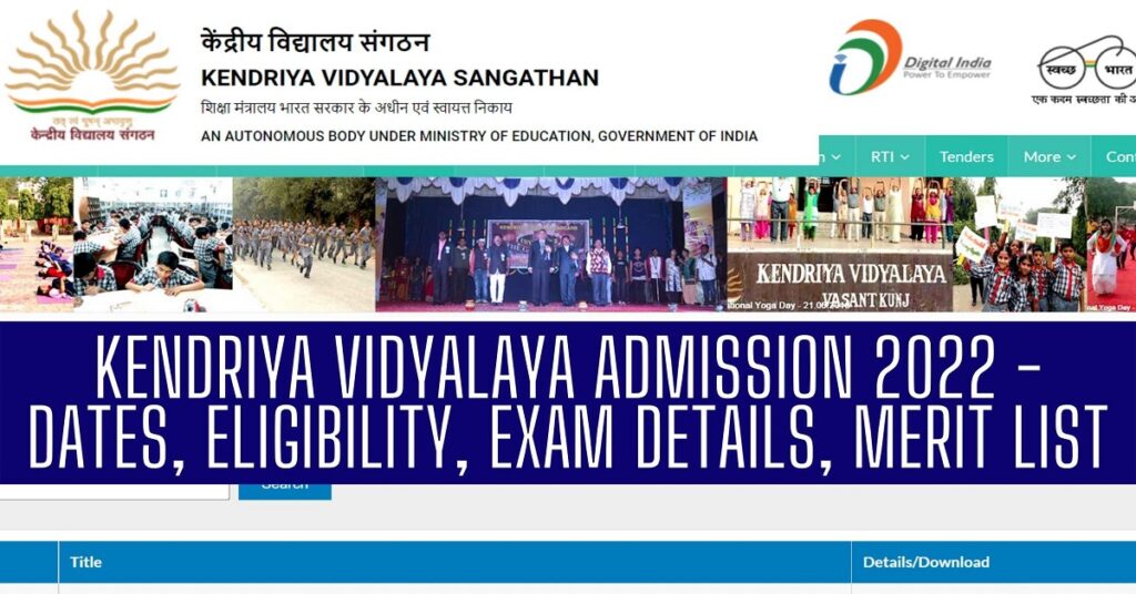 Kendriya Vidyalaya KVS Admission 2022 for Class 1,2 Application form,Registration,Merit list And Cut-off Marks