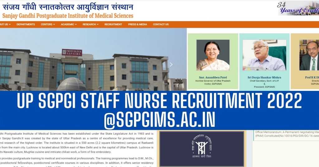 UP SGPGI Staff Nurse Recruitment 2022 @sgpgims.ac.in