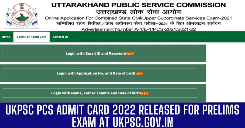 UKPSC PCS Admit Card 2022 Released for Prelims Exam at ukpsc.gov.in