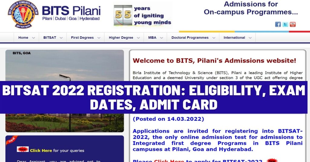 BITSAT 2022 registration 