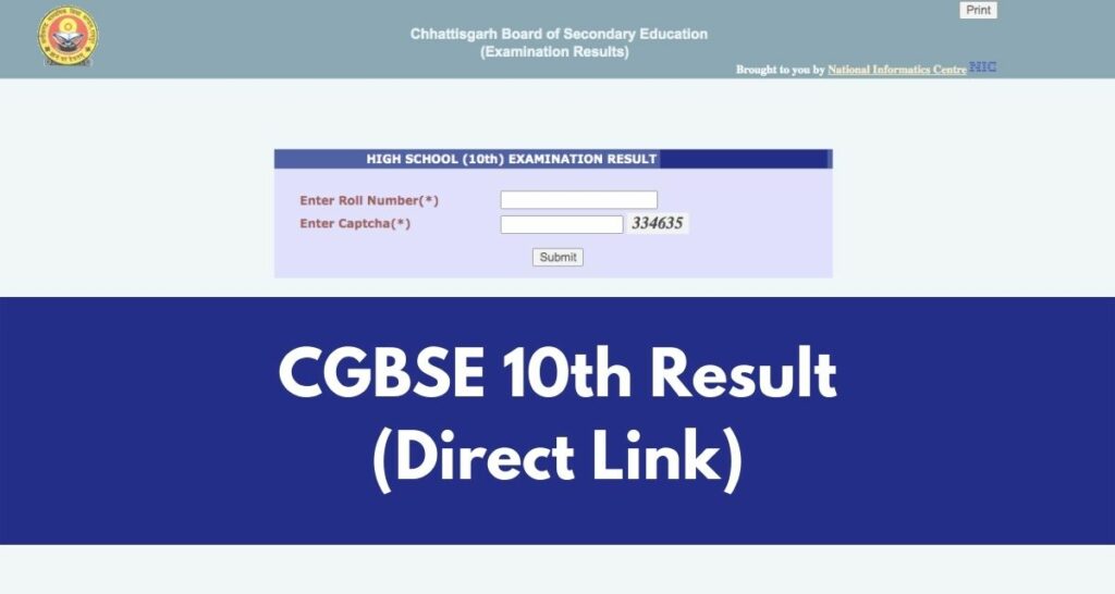CGBSE 10th Result 2022, results.cg.nic.in High School Direct Link