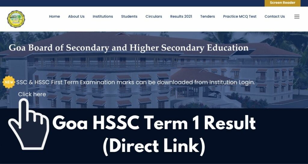 Goa HSSC Term 1 Result 2022 & Marksheet, GBSHSE Institution Login @ www.gbshse.info