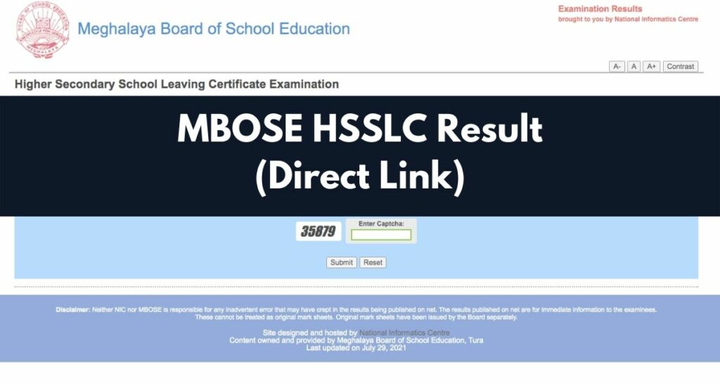 MBOSE HSSLC Result 2022, megresults.nic.in 12th Class Marksheet Direct Link