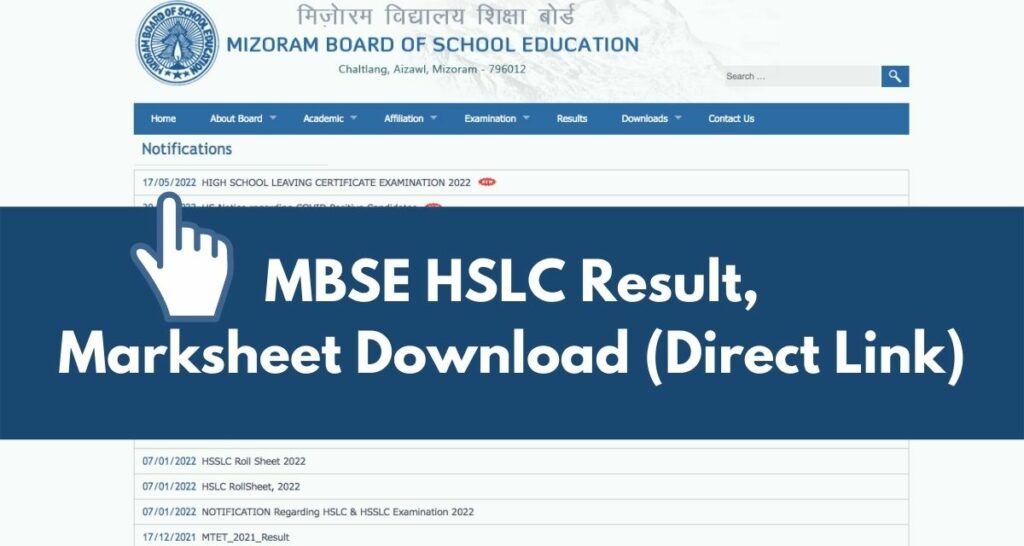 MBSE HSLC Result 2022, Mizoram 10th Marksheet Direct Link @ www.mbse.edu.in