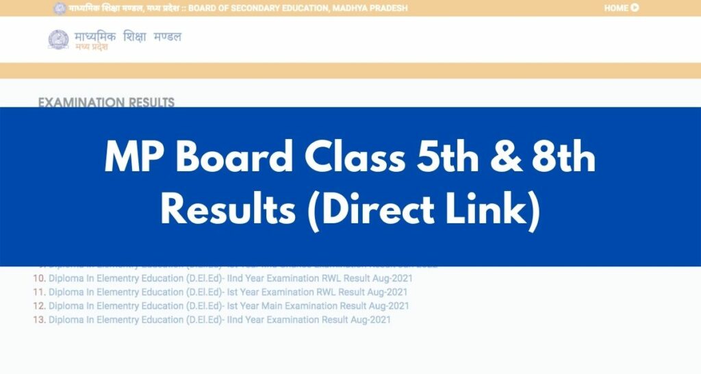 MP Board Class 5th & 8th Result 2022, Direct Link @ rskmp.in