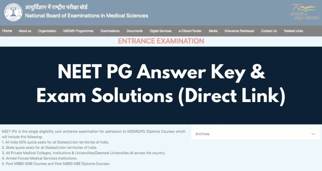 NEET PG Answer Key 2022 - natboard.edu.in Direct Link 21st May Exam Solutions