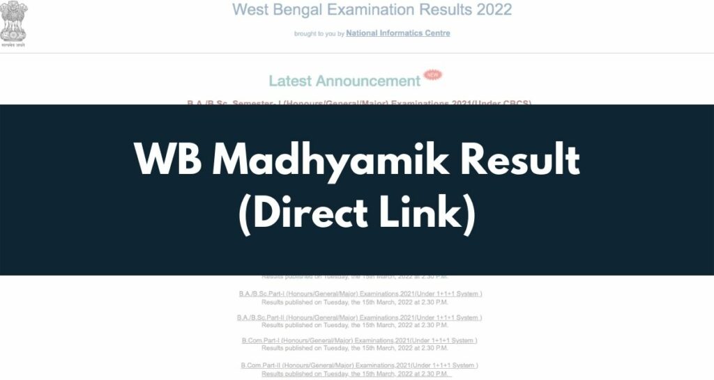WB Madhyamik Result 2023, WBBSE 10th Marksheet Direct Link @ wbresults.nic.in