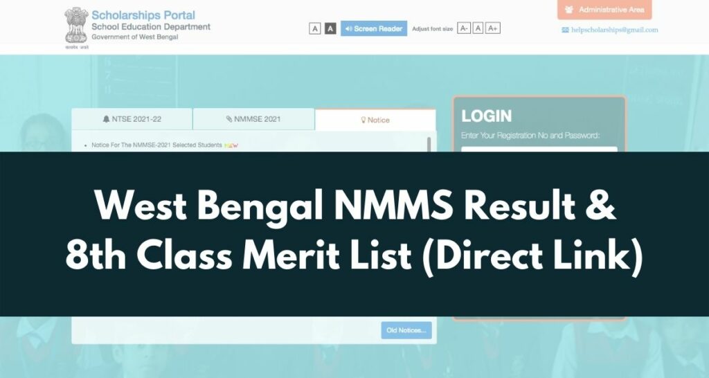 West Bengal NMMS Result 2022: scholarships.wbsed.gov.in 8th Class Merit List Pdf Link