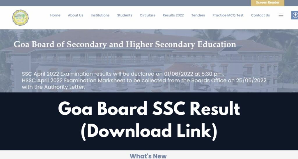 Goa Board SSC Result 2022 - www.gbshse.info 10th Class Term 2 Exam Results, Download Link