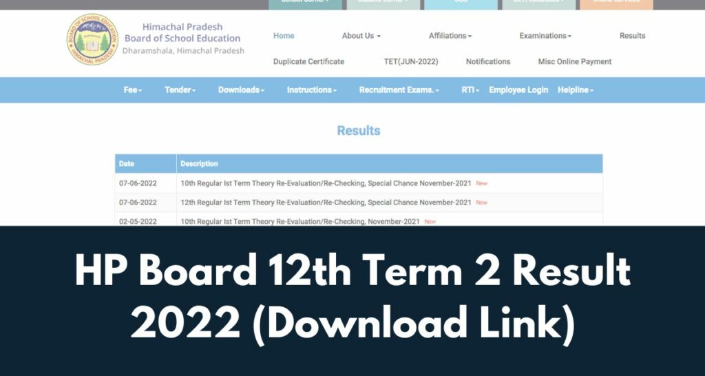 HP Board 12th Term 2 Result 2022 - hpbose.org Arts, Commerce, Science Results Download Link