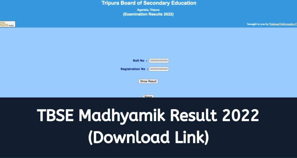 TBSE Madhyamik Result 2022 - tbresults.tripura.gov.in - Tripura Board 10th Results, Download Link