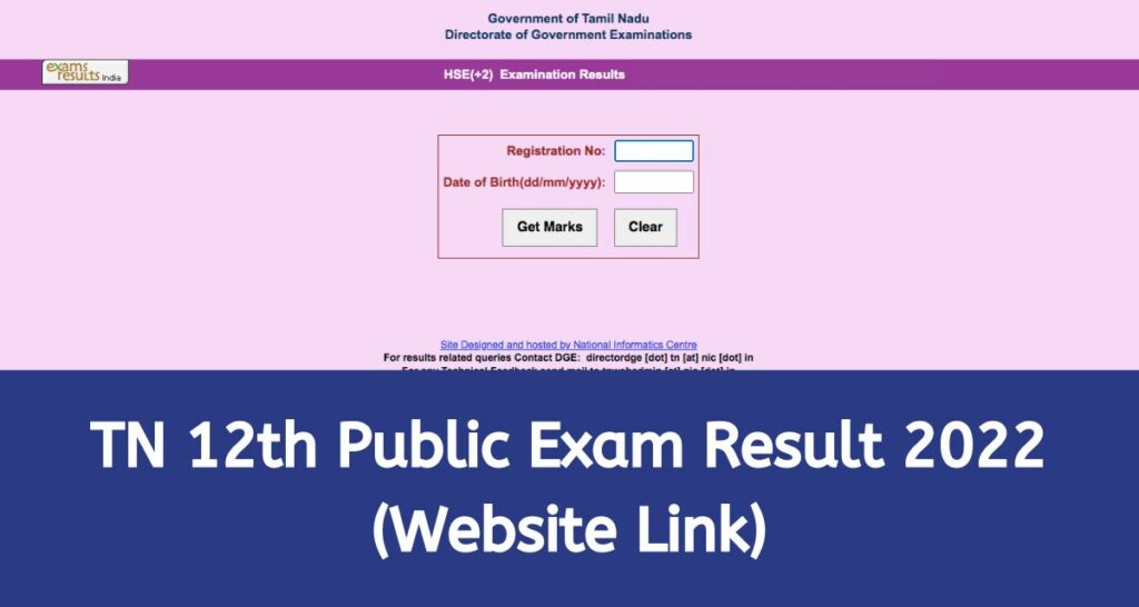 TN 12th Result 2022 Website Link - tnresults.nic.in +2 Public Exam Results