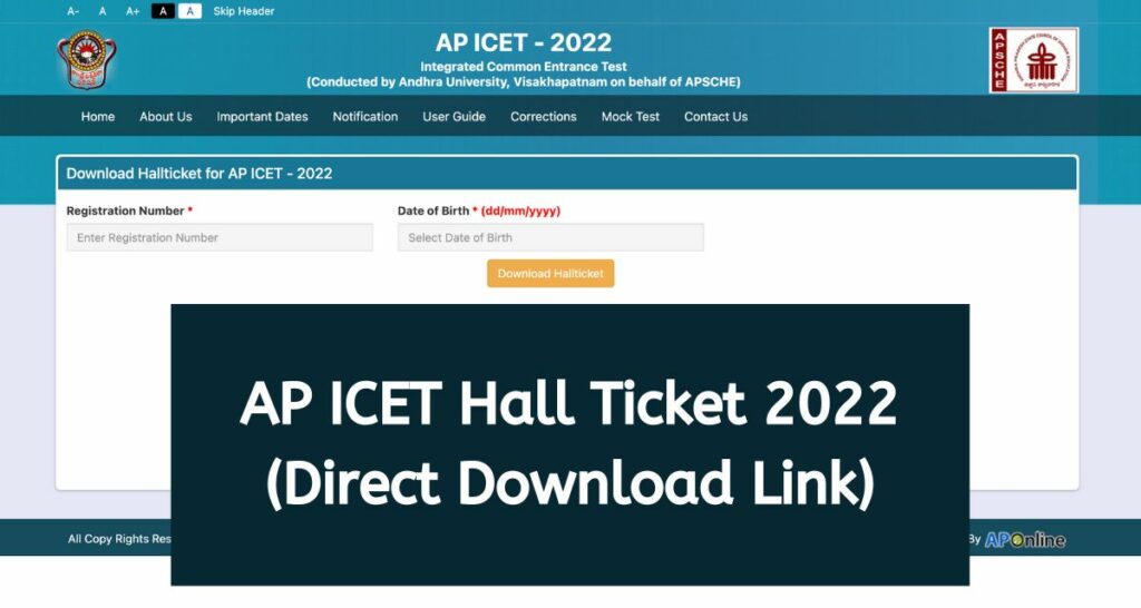 AP ICET Hall Ticket 2022 - cets.apsche.ap.gov.in Admit Card Direct Download Link