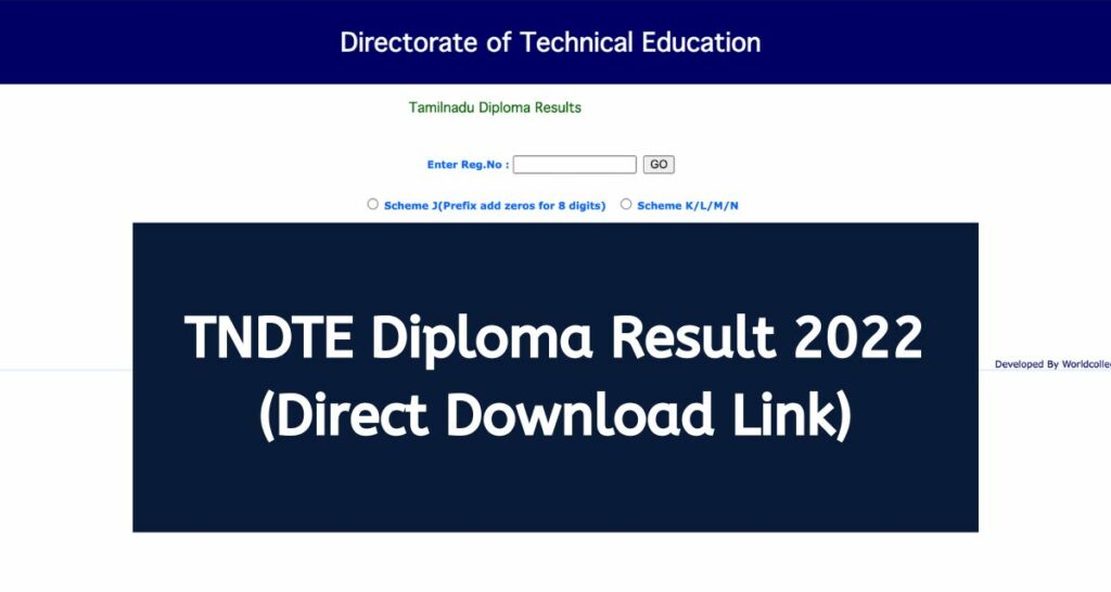 TNDTE Diploma Result 2022 - tndte.gov.in DOTE Semester Results Direct Download Link