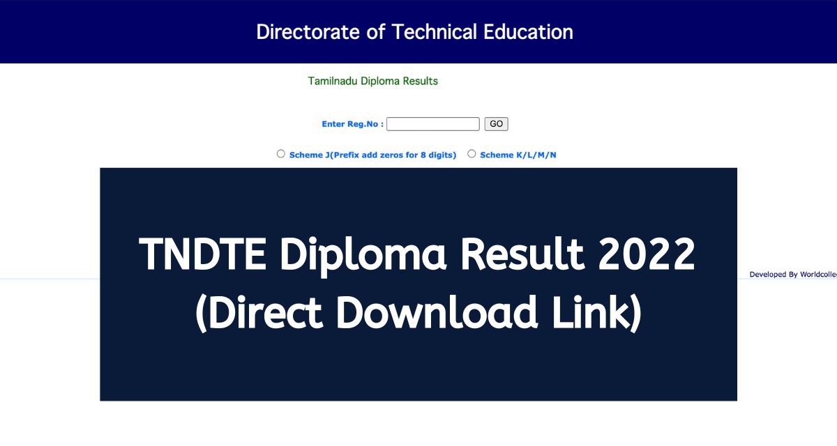 TNDTE Diploma Result 2023 tndte.gov.in DOTE Semester Results Direct