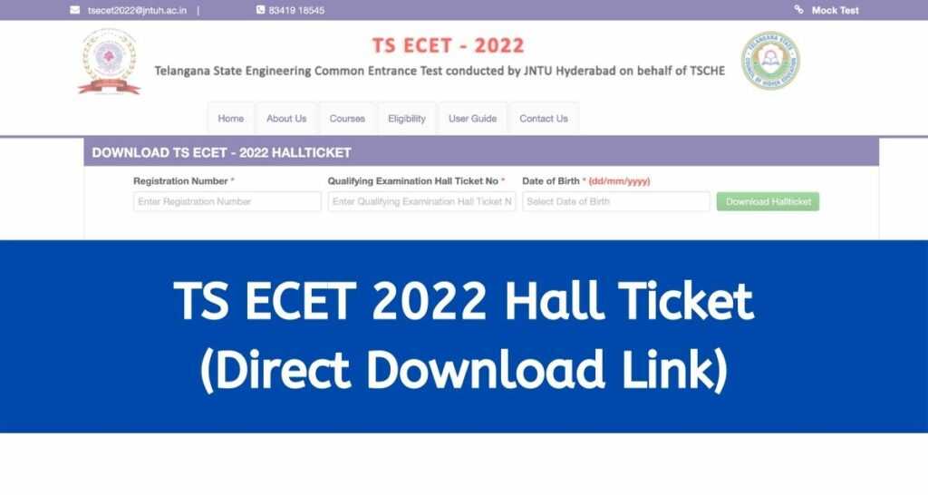 TS ECET 2022 Hall Ticket - ecet.tsche.ac.in TSCHE Admit Card Direct Download Link