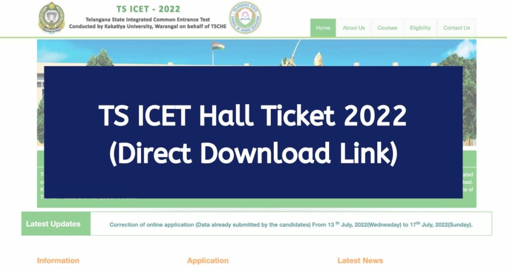 TS ICET Hall Ticket 2022 - icet.tsche.ac.in Admit Card Direct Download Link