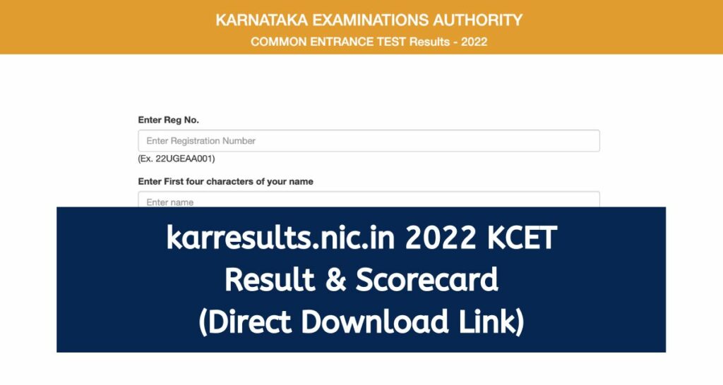 karresults.nic.in 2022 KCET Results & Karnataka CET Scorecard Direct Download Link