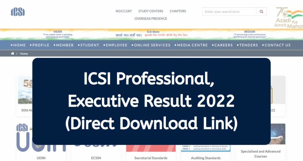ICSI Professional, Executive Result 2022 - icsi.examresults.net  Direct Download Link