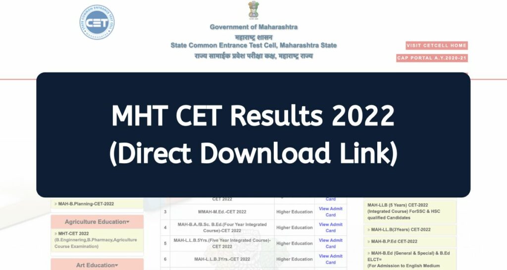 MHT CET Result 2022 - cetcell.mahacet.org PCM & PCB CutOff Marks, Merit List Direct Download Link