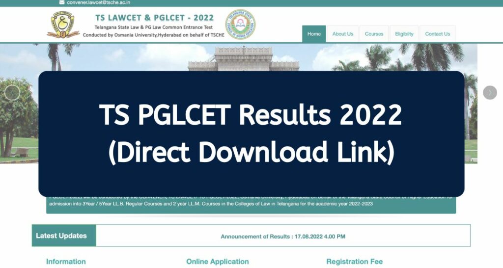 TS PGLCET Result 2022 - lawcet.tsche.ac.in Rank Card Direct Download Link