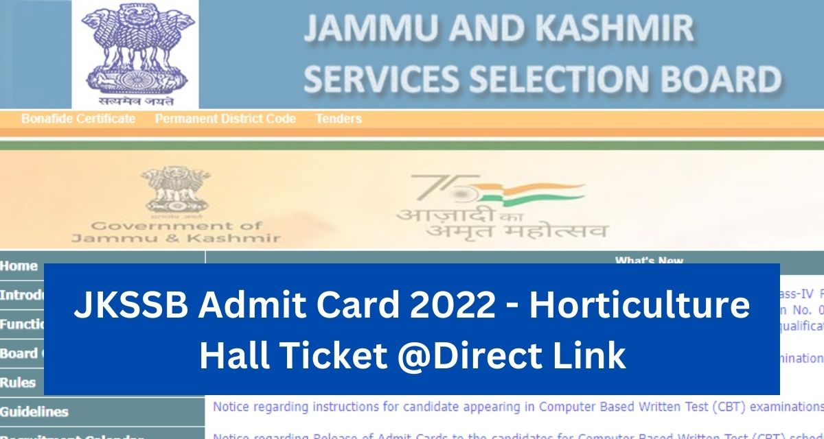 JKSSB एडमिट कार्ड 2023 - हॉर्टिकल्चर हॉल टिकट @Direct Link