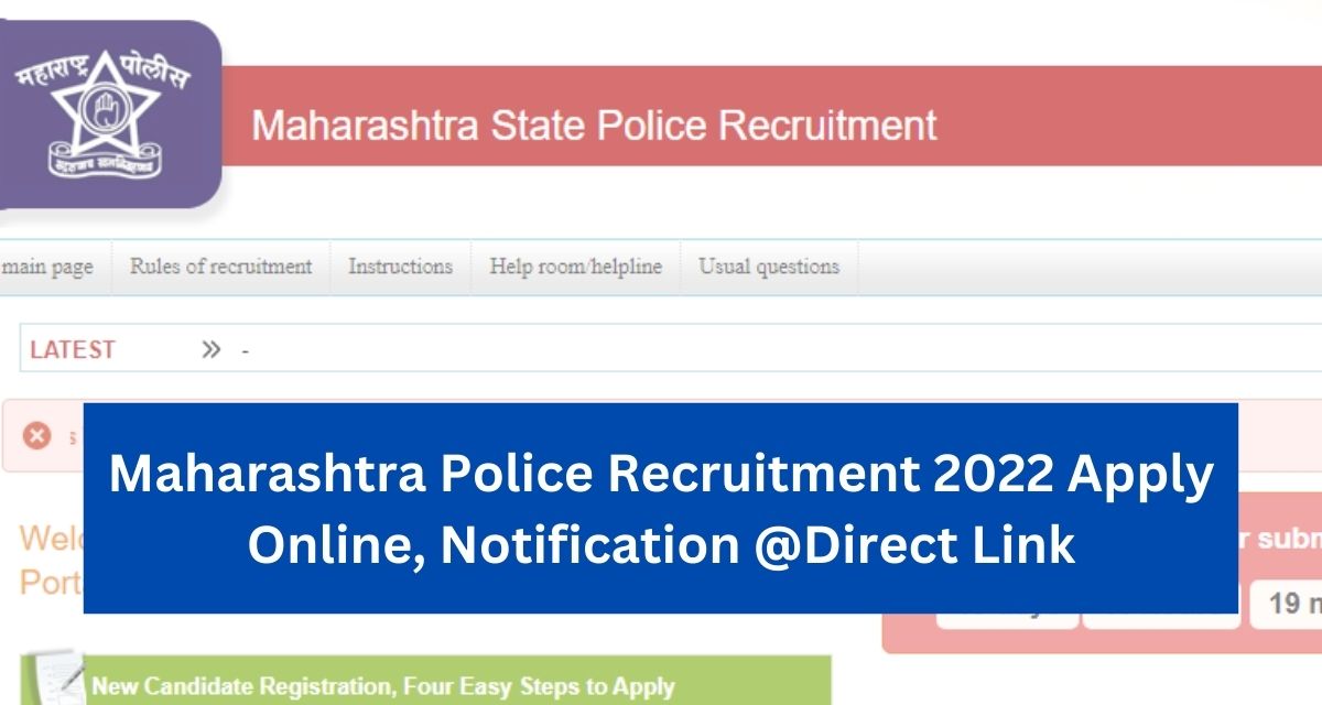 Maharashtra Police Recruitment 2022 Apply Online, Notification @Direct Link