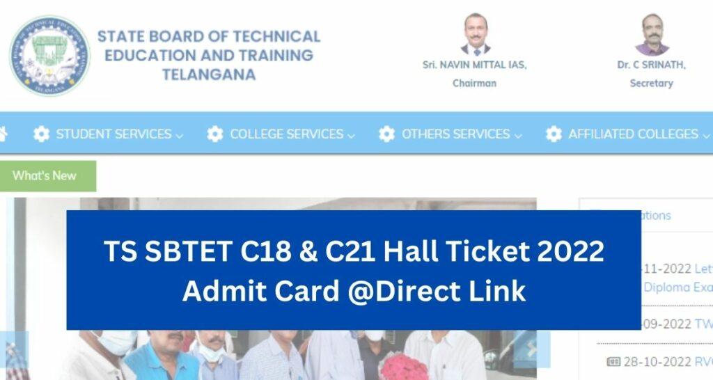TS SBTET C18 & C21 Hall Ticket 2022 Admit Card @Direct Link