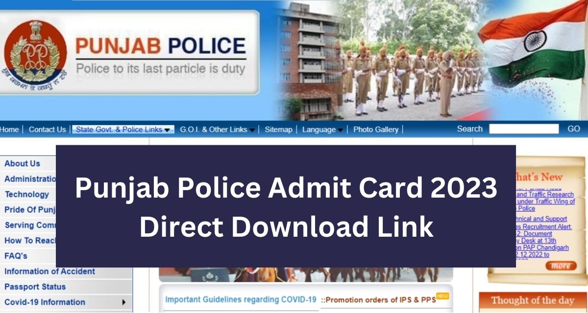 Punjab Police Admit Card 2023 Direct Download Link