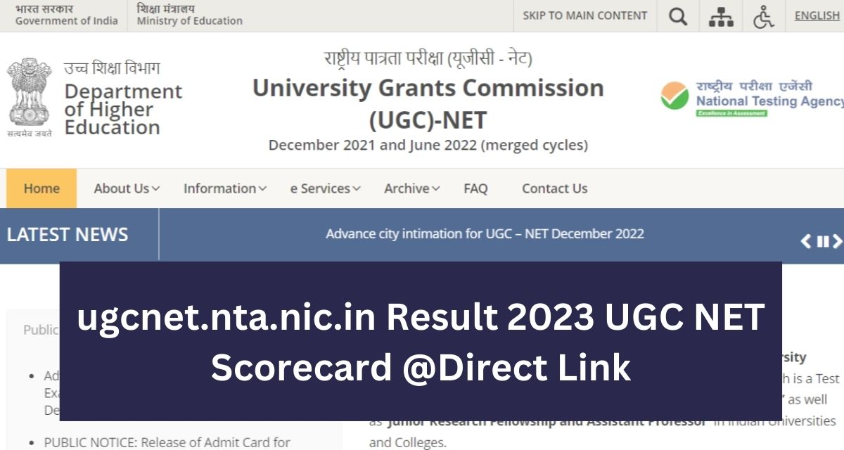 ugcnet.nta.nic.in Result 2023 UGC NET Scorecard @Direct Link