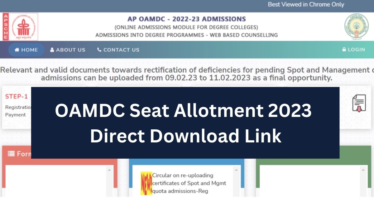 OAMDC Seat Allotment 2023 
Direct Download Link