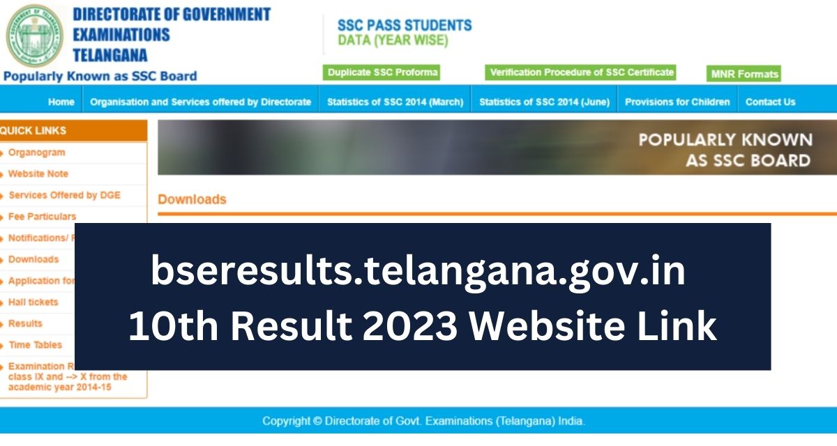 bseresults.telangana.gov.in 
10th Result 2023 Website Link