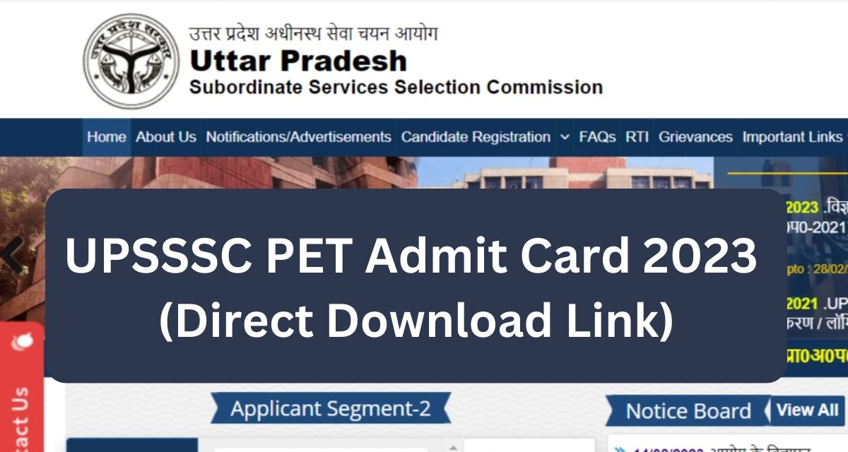 UPSSSC PET Admit Card 2023 
(Direct Download Link)