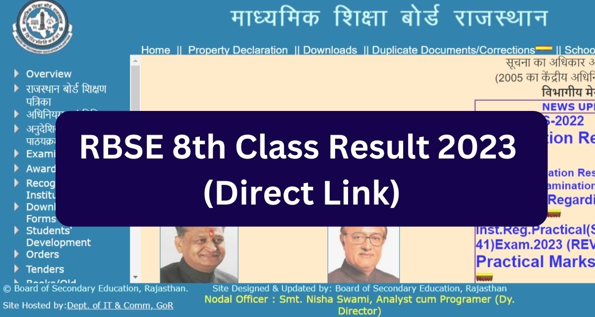 RBSE 8th Class Result 2023 
(Direct Link)