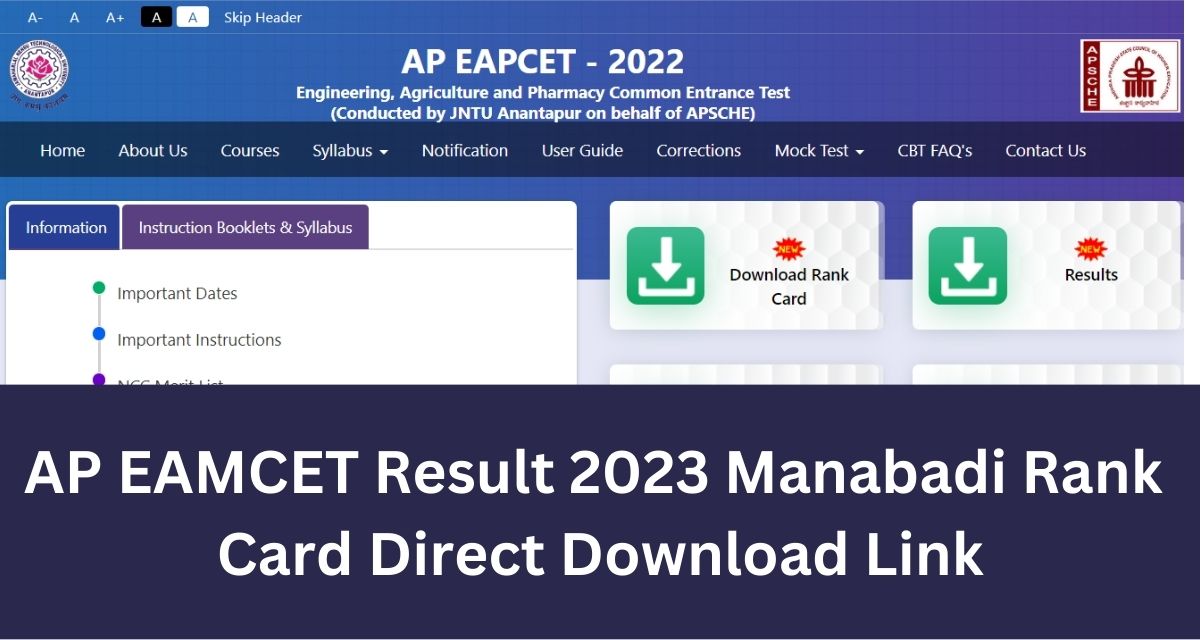 AP EAMCET Result 2023 Manabadi Rank 
Card Direct Download Link