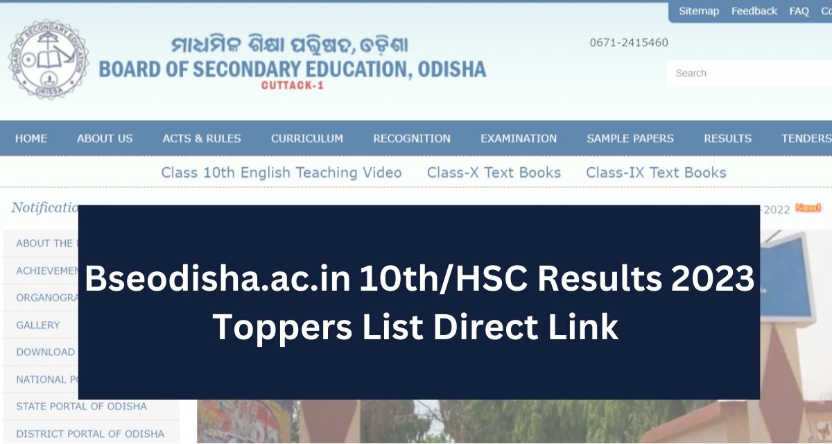 Bseodisha.ac.in 10th/HSC Results 2023 Toppers List Direct Link 