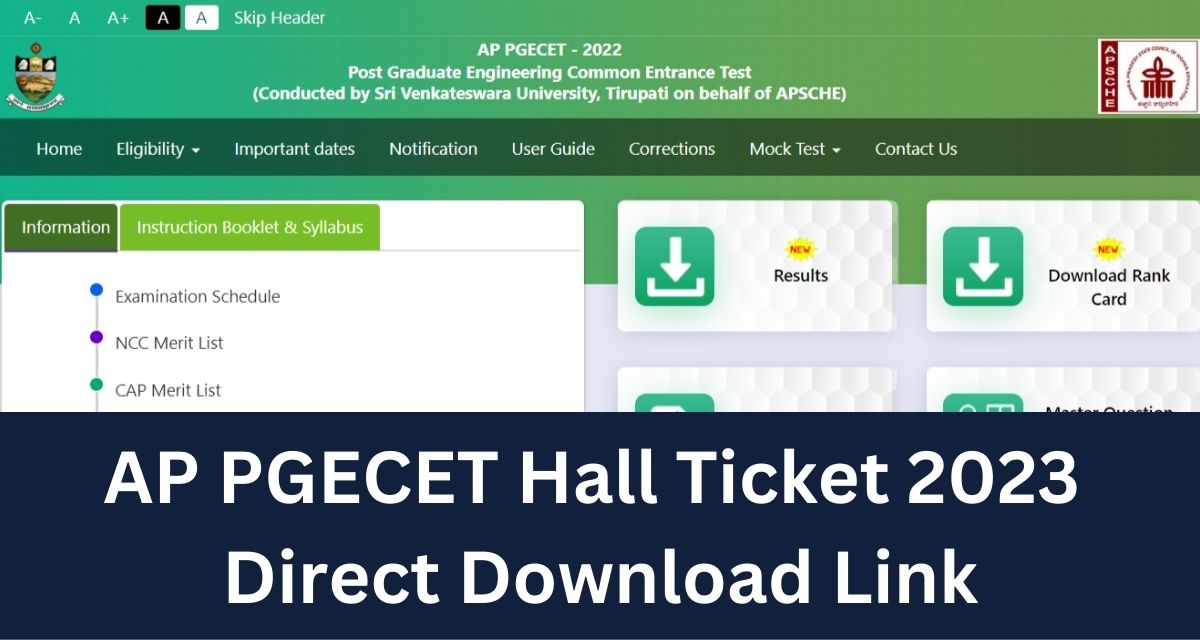 AP PGECET Hall Ticket 2023 
Direct Download Link