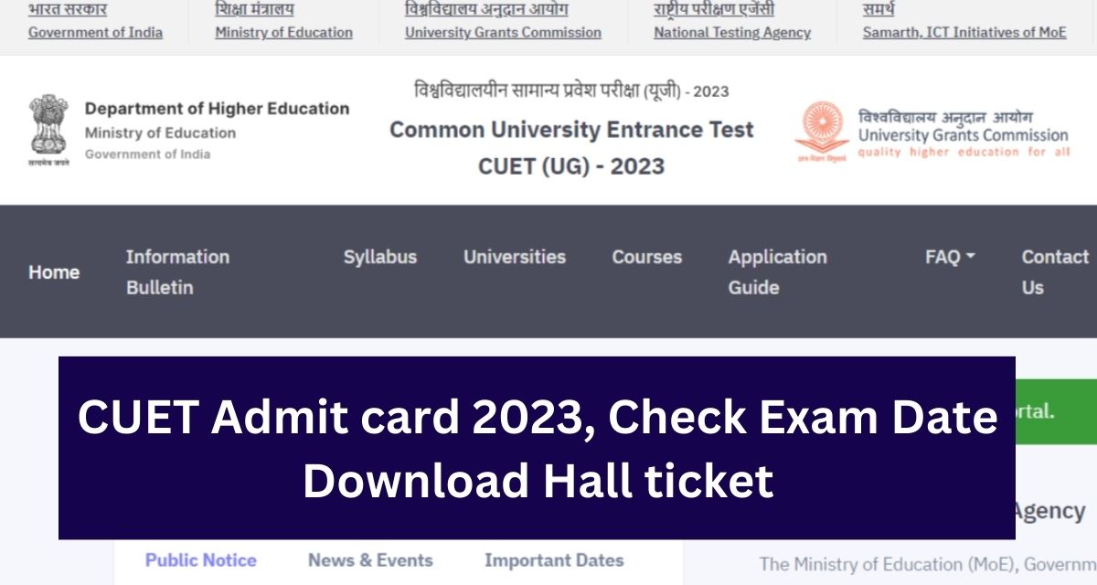 CUET Admit card 2023, Check Exam Date Download Hall ticket