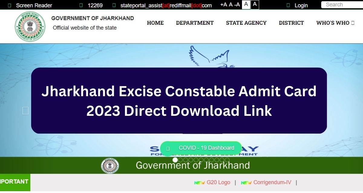 Jharkhand Excise Constable Admit Card 2023 Direct Download Link
