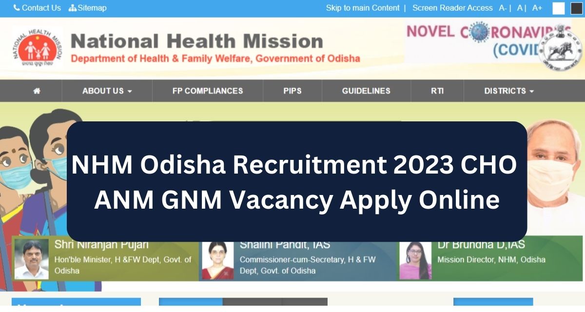 NHM Odisha Recruitment 2023 CHO 
ANM GNM Vacancy Apply Online