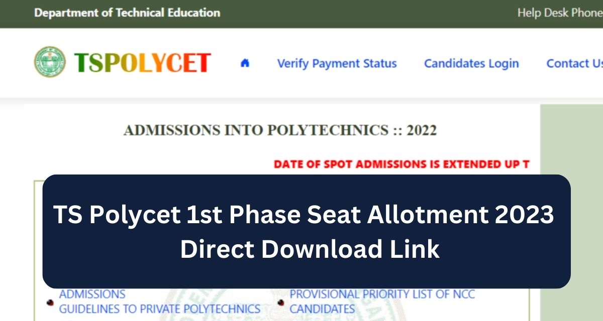 TS Polycet 1st Phase Seat Allotment 2023 
 Direct Download Link