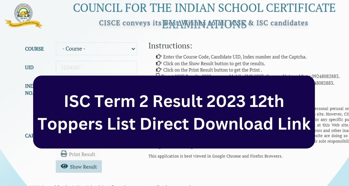 ISC Term 2 Result 2023 12th Toppers List Direct Download Link