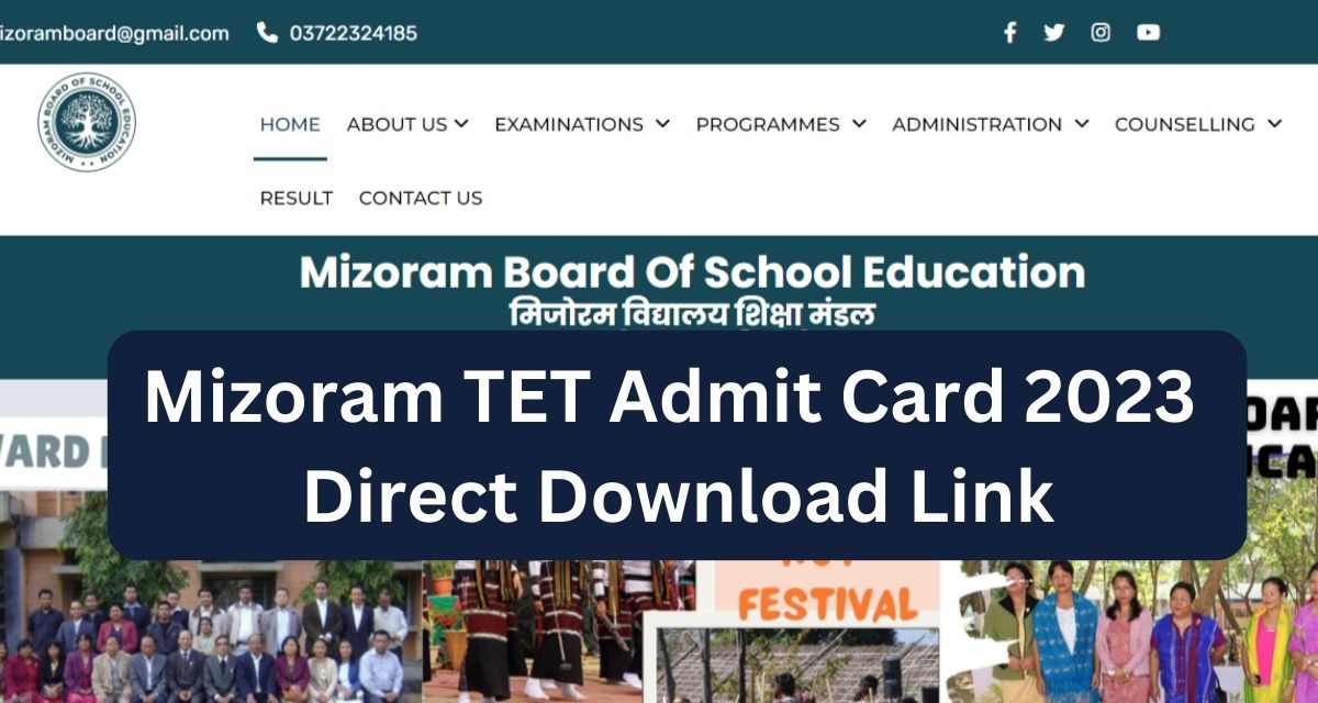 Mizoram TET Admit Card 2023 
Direct Download Link