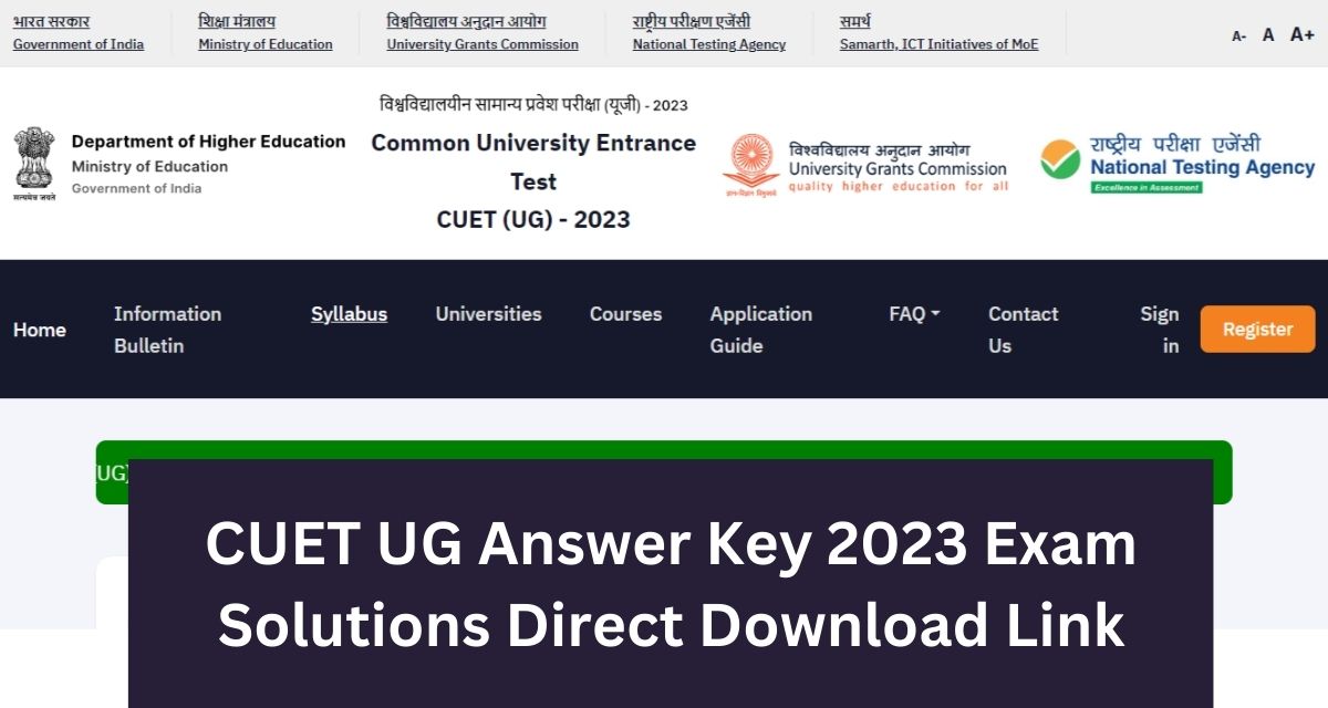 CUET UG Answer Key 2023 Exam Solutions Direct Download Link