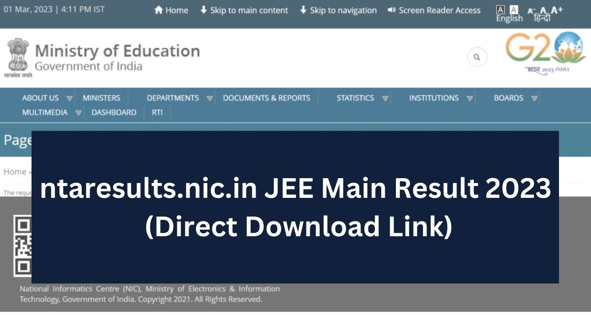 ntaresults.nic.in JEE Main Result 2023
 (Direct Download Link)