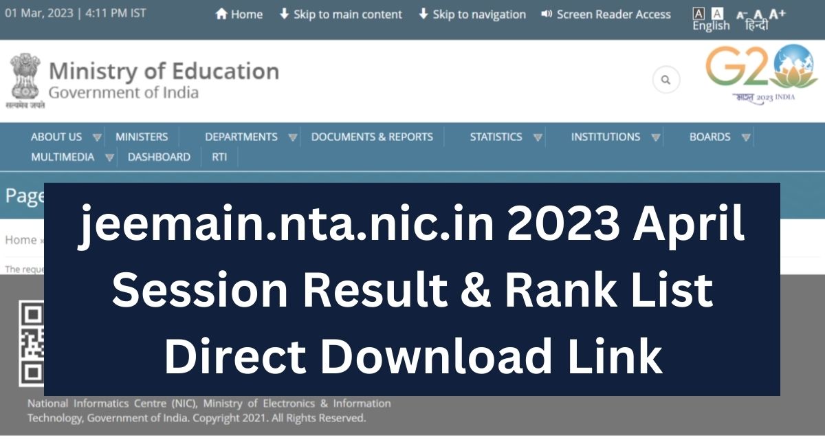 jeemain.nta.nic.in 2023 April Session Result & Rank List Direct Download Link